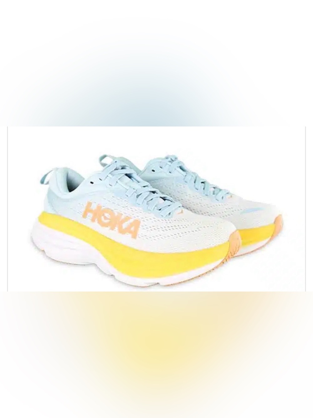 Hoka Women's Light Blue and Yellow Athletic Running Shoes 10.5D